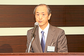150322top3 あいさつする次期社長の増田 三菱マテリアル加工事業カンパニープレジデント